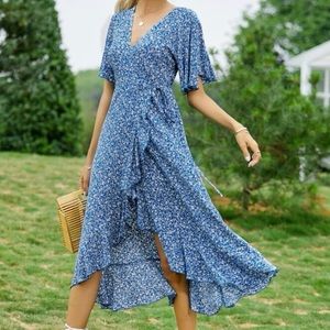 NWT Butterfly Sleeve Knot Side Wrap SHEIN Dress
